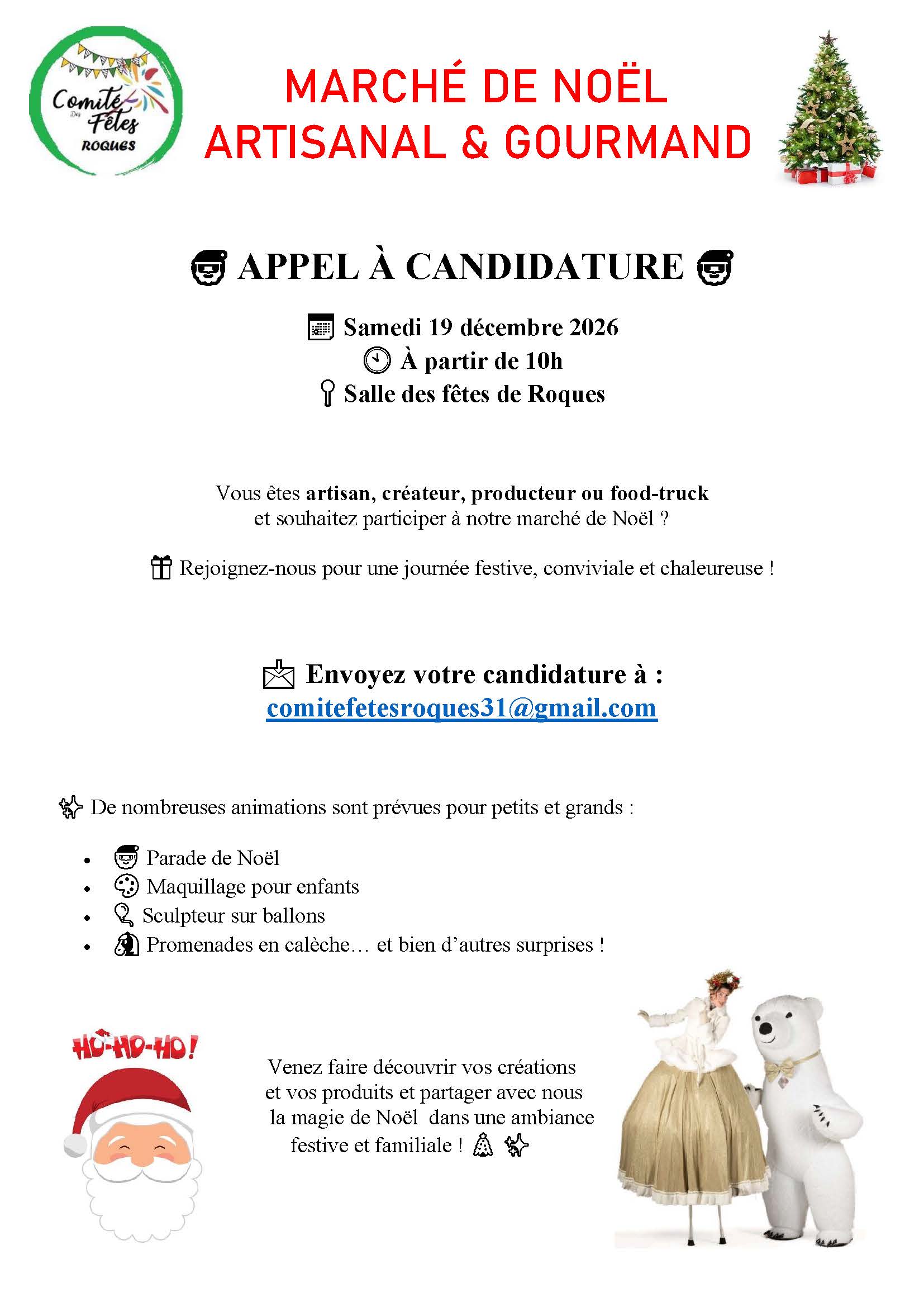 candidature marché Noel 2026